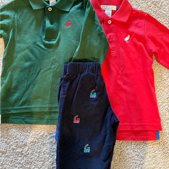 Beaufort Bonnet Company long sleeve polos and holiday train pants. Size 2T - Picture 2 of 2